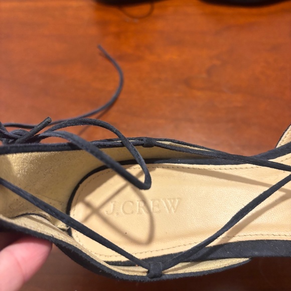 J. Crew Suede Lace Up Pointed Toe Flats in Navy Size 8 - Picture 6 of 8